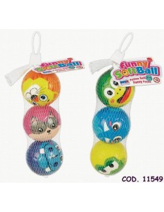 RETE 3 PALLINE PU CARTOON DIAM 6,3 CM 11549