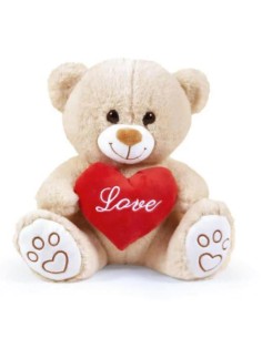 PELUCHE ORSO BEIGE SEDUTO H40CM C/CUORE LOVE 25131
