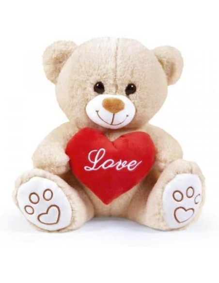 PELUCHE ORSETTO BEIGE H25CM C/CUORE LOVE 25132