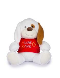 CANE SEDUTO BUFFO H55CM C/TSHIRT I LOVE YOU 25554