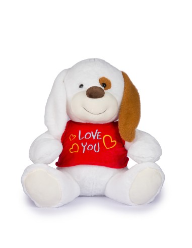 CANE SEDUTO BUFFO H55CM C/TSHIRT I LOVE YOU 25554