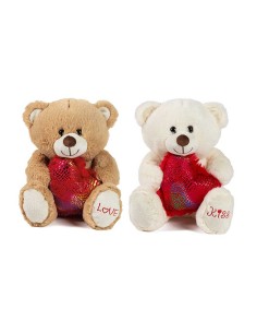 PELUCHE ORSO 2COL.H24CM C/CUORE COLOR E RICAMO ZAMPA 25722