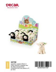 PELUCHE AGNELLINO SEDUTO H16CM 2 COL.ASS 25739