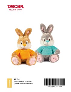 PELUCHE BUNNY L40CM 2 COL.ASS C/TSHIRT 25741