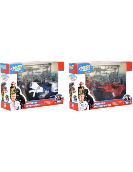 PLAYSET POLIZIA/POMPIERI C/MEZZO 390213