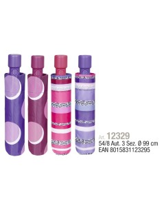 OMBRELLO MINI DONNA 54CM AUTOMATICO RIGATO E POIS 12329