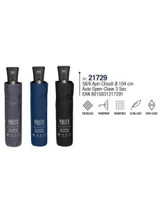 OMBRELLO UOMO MINI A/C 58/8 LIGHT UNITO  21729