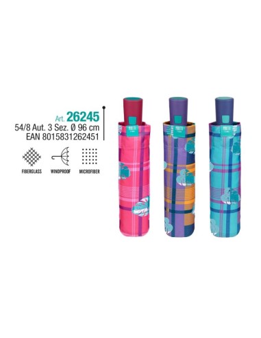 OMBRELLO DONNA MINI AUTOM. SCOZZESE  E FOGLIE...