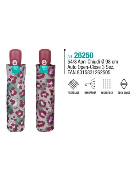 OMBRELLO DONNA MINI A/C AUTOM. LEOPARDATO 26250