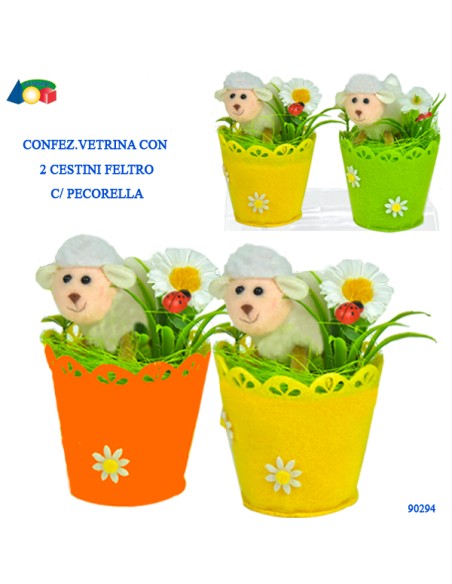 CONF..2 CESTINI FELTRO COL.C/PECORELLA  90294