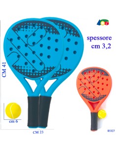 COPPIA RACCHETTONI PLASTICA FORATI C/PALLA ASS 85327