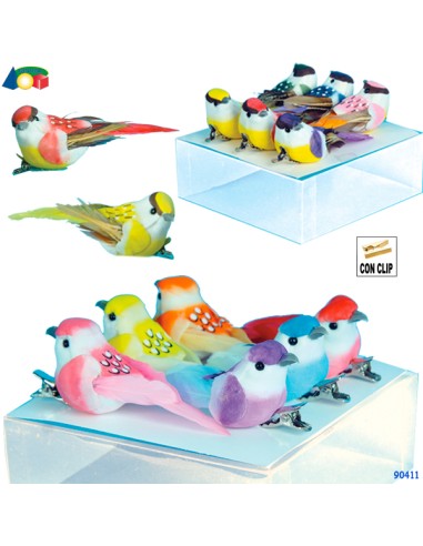 CF.6 UCCELLI CON CLIP ASS.90411