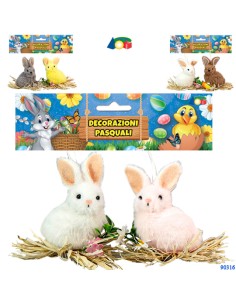 BUSTA 2 CONIGLI SU PAGLIA, ASS. 90316