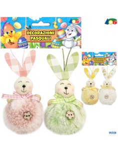 BUSTA 2 CONIGLI MATERIALE PELUCHE DA APP.ASS 90306