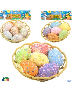 CESTINO  C/ 6 UOVA COL. , ASS, IN BUSTA  91147