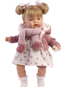 REBORN MORBIDO JOELLE CM 38  SCIARPA ROSA LLO13858