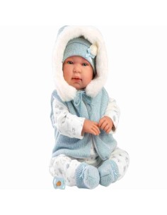 REBORN MORBIDO TINO 44CM GIACCA CON CAPPELLO AZZURRO...