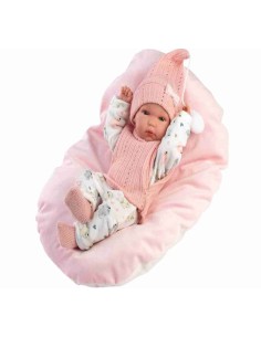 REBORN VINILE 35CM CON CUSCINO ROSA LLO63504