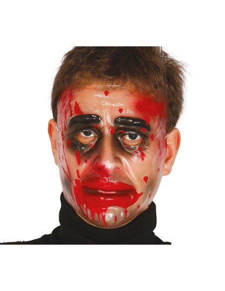 MASCHERA TRASPARENTE UOMO CON SANGUE PVC 2791