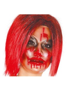 MASCHERA TRASPARENTE DONNA CON SANGUE PVC 2792