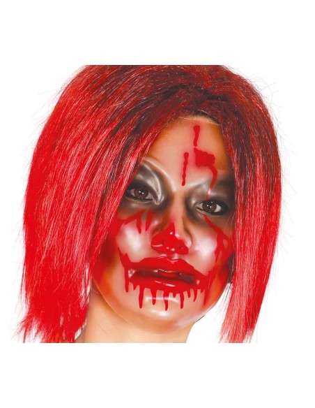 MASCHERA TRASPARENTE DONNA CON SANGUE PVC 2792