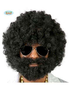 PARRUCCA AFRO CON BARBA NER.4869