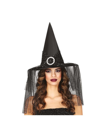 CAPPELLO DA STREGA CON VELO E STELLE 13518