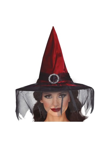 CAPPELLO DA STREGA MARRONE CON VELO 13754