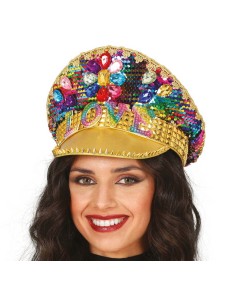 BERRETTO POLIZIA ORO CON STRASS, ADULTI 13793