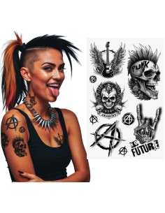 FOGLIO TATUAGGIO PUNK 14X30 CM 15974