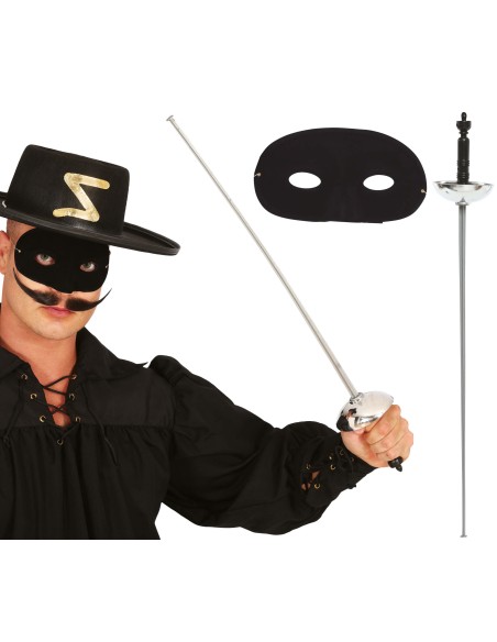 SET MASCHERA E FIORETTO ARGENTO, 63 CM 16042