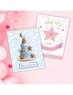 BIGLIETTI BATTESIMO F.TO 11,5 X 17 CM ASSORTITI BI869986