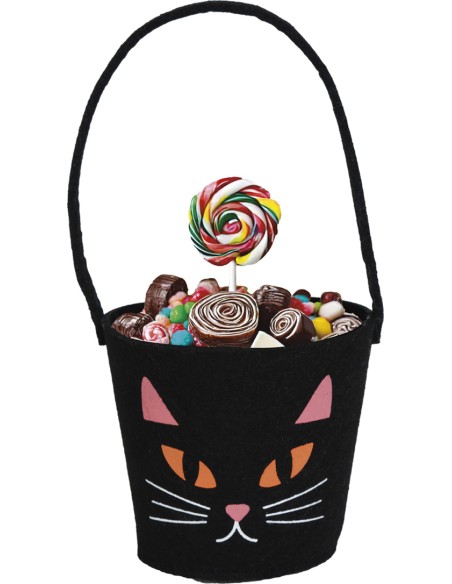 SECCHIELLO GATTO NERO 13X10 FELTRO 24983