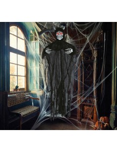 DECORAZIONE DA APPENDERE SCHELETRO DEMONE LUCE SUONI 29027