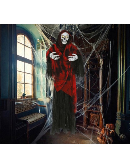 DECORAZIONE DA APPENDERE SCHELETRO CON OCCHI LUCE  29032