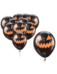 SACCHETTO DI 10 PALLONCINI NERI ZUCCA 30 CM 31500