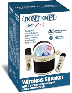 CASSA ACUSTICA WIRELESS CON 2 MICROFONI SENZA FILO E...