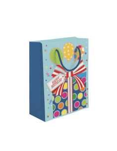 SHOPPER REGALO SFONDO AZZURRO F.TO 18,5X23+10 M  PLD27