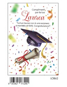 BIGLIETTO LAUREA C/FOIL ROSSO  LOB62