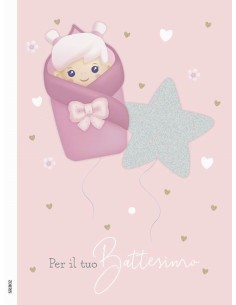 BIGLIETTO BATTESIMO SPECIAL CON FOIL E GLITTER  SRB02