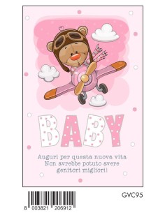 BIGLIETTO NASCITA GIRL C/FOIL OLOGRAFICO GVC95