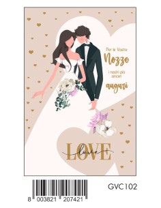 BIGLIETTO MATRIMONIO PORTASOLDI C/FOIL ORO   GVC102