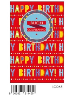 BIGLIETTO COMPLEANNO P/SOLDI C/FOIL OLOGRAFICO LOD65