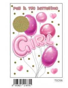 BIGL. BATTESIMO ROSA SPECIAL C/APPL.+FOIL ORO TSD56