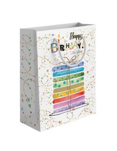 SHOPPER BIRTHDAY TORTA FIN.ORO F.TO 18,5x23+10 M PLD03