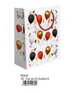 SHOPPER PALLONCINI SFONDO BIANCO F.TO31,5X45+12 XL  PLD43