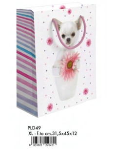 SHOPPER CANE BIANCO F.TO 31,5X45+12 XL  PLD49