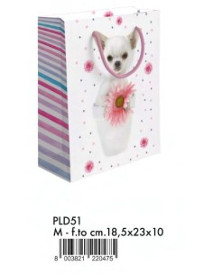 SHOPPER CANE BIANCO F.TO 18,5X23+10 M  PLD51