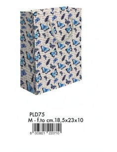 SHOPPER FARFALLE AZZURRE F.TO 18,5X23+10 M  PLD75