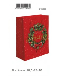 SHOPPER MERRY CHRISTMAS C/FOIL ORO 18,5x23+10 M BNSD03